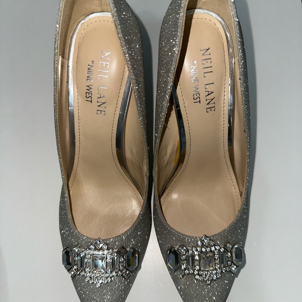 Women's Silver Glitter Heels - Picture 5 of 5